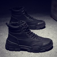 伊努特齐敏男鞋冬季保暖加绒棉鞋东北雪地靴男士马丁靴防寒工装高帮男靴皮靴