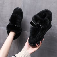 伊努特2020冬季内增高毛毛棉鞋百搭毛球加绒保暖短靴女妈妈鞋时尚雪地靴