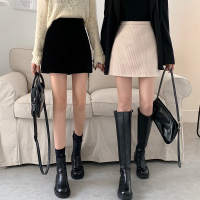 苏芈高腰半身裙秋冬女2020新款韩版黑色显瘦百搭灯芯绒A字包臀裙子潮