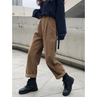 苏芈灯芯绒阔腿裤女秋冬裤子休闲工装裤外穿宽松高腰直筒显瘦百搭