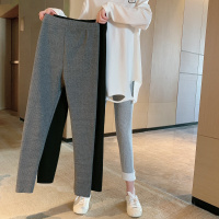 苏芈黑色打底裤女秋冬外穿2020新款加绒加厚休闲紧身弹力小脚保暖长裤