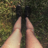 苏芈欧美2019新款ins网红水钻显瘦修身网格打底裤百搭学院出cos连裤袜