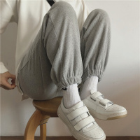 苏芈muzi 20冬/保暖神裤 显瘦高腰坑条加绒加厚束脚休闲裤女运动长裤