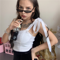 苏芈欧美性感显瘦外穿个性绑带露脐吊带女 可调节系带背心潮