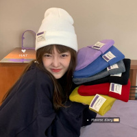 苏芈贴标保暖针织帽2020年秋冬新款女装韩版日系潮ins帽子百搭美式帽