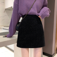 苏芈黑色a字半身裙秋冬配毛衣女2020新款高腰显瘦气质时尚包臀短裙子