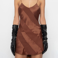 苏芈## ins网红风小设计拼接收腰吊带裙女 遮跨显瘦A字连衣裙