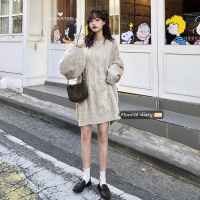 苏芈2020秋冬新款女装 秋冬韩版宽松百搭中长款洋气麻花纹套头毛衣潮