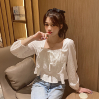 苏芈~系带宽松方领衬衫