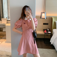 苏芈~连衣裙时尚韩版a字裙收腰显瘦小众polo领气质裙子