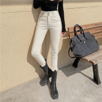 苏芈小脚高腰牛仔裤女2021年春秋新款弹力修身直筒裤百搭显瘦铅笔裤子