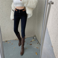 苏芈小脚高腰牛仔裤女2021年春秋新款百搭显瘦直筒裤紧身弹力铅笔裤子