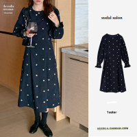 苏芈小雏菊刺绣连衣裙女2021春秋新款法式复古洋气小个子气质收腰显瘦