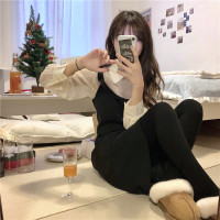 苏芈春秋气质洋气减龄温柔学院风褶皱衬衫木耳边吊带连衣裙两件套装女