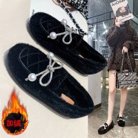 苏芈2020秋冬新款平底低跟韩版女鞋豆豆鞋保暖棉靴时尚学生毛毛鞋女鞋