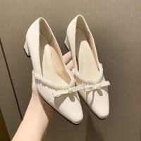 苏芈温柔风复古单鞋女气质2021春季新款尖头法式小高跟鞋珍珠晚晚鞋子