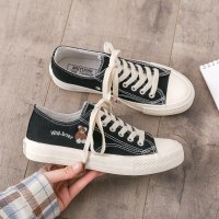 苏芈2021年新款网红火小熊帆布鞋女ulzzang百搭韩版板鞋ins潮休闲鞋