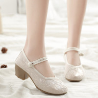 苏芈中高跟配旗袍的鞋古风鞋子女汉服鞋绣花布鞋增高茶服鞋民族风女鞋