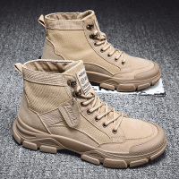 苏芈马丁靴男春季加绒保暖潮流高帮鞋子男英伦工装靴男士百搭雪地靴