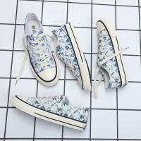 苏芈新款碎花低帮帆布鞋男青少年休闲鞋百搭平底网红男士个板鞋