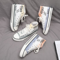 苏芈手绘高帮帆布鞋男士休闲板鞋男韩版潮流平底球鞋精神小伙涂鸦鞋子