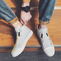 苏芈男鞋2021新款春季男士帆布鞋套脚高帮平底板鞋一脚蹬懒人布鞋潮鞋