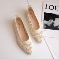苏芈飞织女鞋春夏季2021新款镂空编织平底一脚蹬网鞋尖头浅口针织单鞋