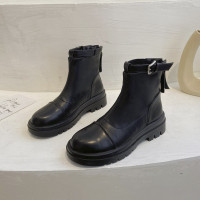 苏芈炸街瘦瘦靴薄款女潮新款英伦风百搭马丁靴厚底中筒短靴子2021秋