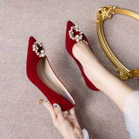 苏芈简茉蓝婚鞋女2021年新款春季加绒新娘鞋中式大红色秀禾服高跟鞋平时可穿