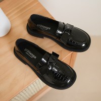 苏芈圆头小皮鞋女2022年春季新款百搭平底时尚蝴蝶结可爱日系浅口单鞋