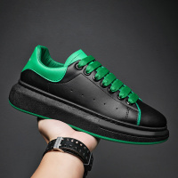 苏芈欧洲站男鞋冬季2021新款男士运动休闲平板鞋黑色皮面潮鞋