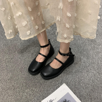 枫述一字带小皮鞋女2021春夏新款学院风平底英伦复古百搭玛丽珍单鞋