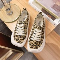枫述夏季薄款豹纹方头帆布鞋2021年新款鞋子女百搭小白鞋ins街拍潮鞋
