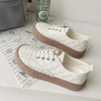 枫述ins小香风珍珠小白鞋女学生小众设计板鞋厚底百搭休闲帆布鞋子潮