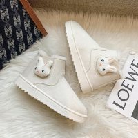 枫述2021新款雪地靴女短靴冬季加厚短筒网红学生加绒加厚可爱兔子棉鞋