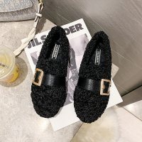 枫述毛毛鞋女冬外穿网红2021新款加绒百搭豆豆鞋子平底棉鞋一脚蹬女鞋