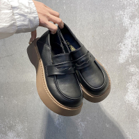 枫述英伦风厚底小皮鞋圆头复古鞋单鞋一脚蹬女鞋2022大头鞋