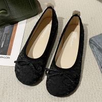 枫述女鞋2022年新款时尚蝴蝶结平底单鞋浅口圆头舒适百搭低跟鞋子女