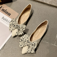 枫述单鞋女2022新款韩版百搭网红蝴蝶结平底豆豆鞋尖头浅口瓢鞋女鞋子