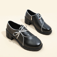 枫述粗跟仙女鞋2022年春季新款单鞋女法式温柔小皮鞋韩版百搭高跟鞋子