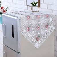 七彩-米白 单开冰箱/洗衣机通用:58*140cm|冰箱盖布单开对双开门洗衣机罩冰箱防尘罩蕾丝防油盖巾遮盖防尘布