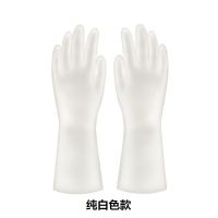 纯白色款[3双装] L码-大号[适用于9-10cm]|洗碗手套女防水家用厨房刷碗洗衣服洗菜贴手清洁耐用家务塑胶手套