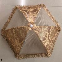 宫廷圆形咖色[60cm]|盖菜罩家用折叠餐桌罩子防苍蝇遮剩菜食物套厨房饭菜可拆洗防尘伞