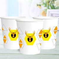 灵鹿 500只|纸杯子一次性杯子纸杯加厚本色批发超市家用商务办公茶水杯子