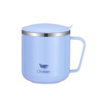 304不锈钢杯子男女学生韩版可爱喝水杯防摔带盖马克杯办公室家用