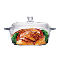 玻璃带盖耐热碗微波炉茶色1L欧式家用带盖玻璃碗泡面碗沙拉面碗