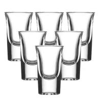 厚底子弹杯25ml(6只装)|白酒杯套装家用水晶玻璃子弹杯架小号酒盅一口杯烈酒杯酒具分酒器