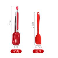 铲夹+刮刀[硅胶耐高温]|高品质硅胶食品夹厨房捞面夹硅胶油刷不锈钢烧烤夹子耐高温烤肉夹