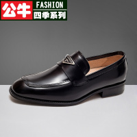 公牛四季正装皮鞋2022新款头层手工牛皮透气百搭低帮套脚商务结婚鞋男