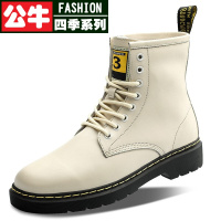 公牛四季男鞋头层牛皮新款高帮耐磨马丁靴男士秋冬加绒保暖耐鞋舒适好穿靴子男日常百搭户外男靴
